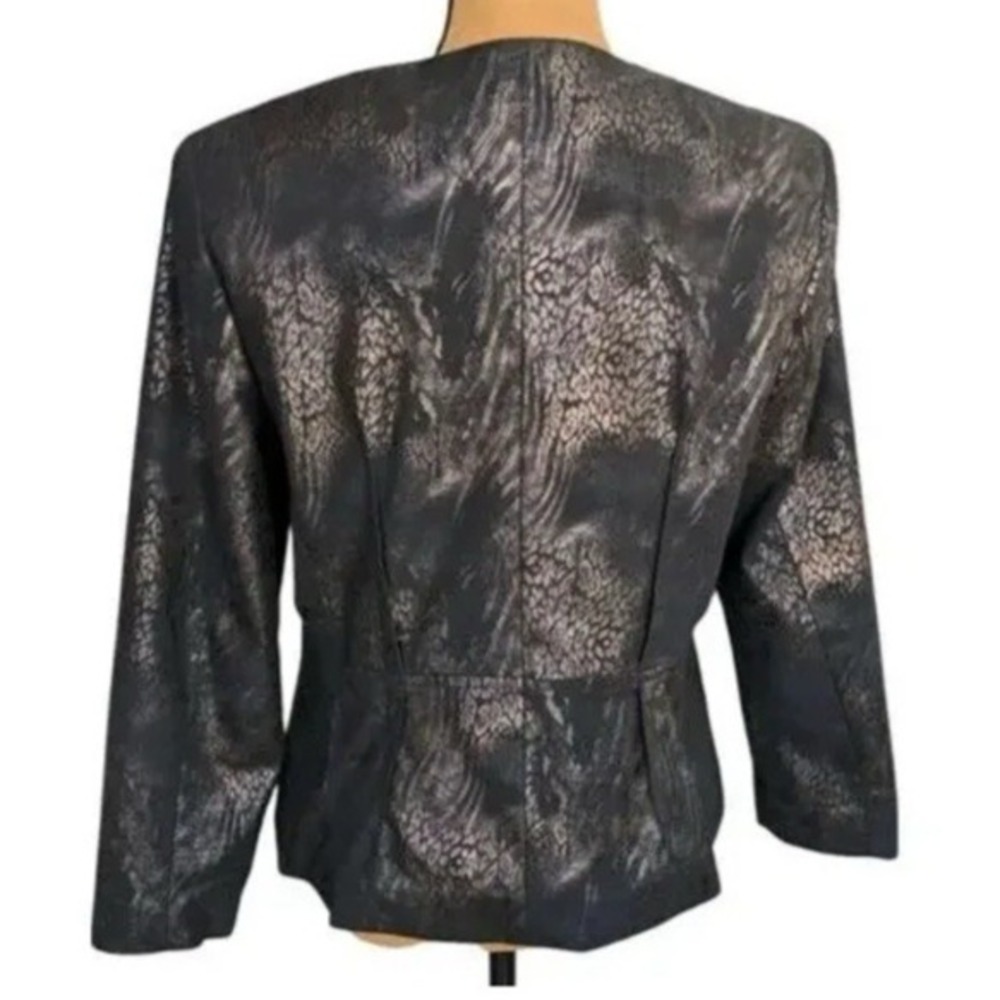 VTG‎ Y2K Kim Rogers Blazer 12P Brown Metallic Animal Print Mob Wife Faux Suede - Picture 4 of 8